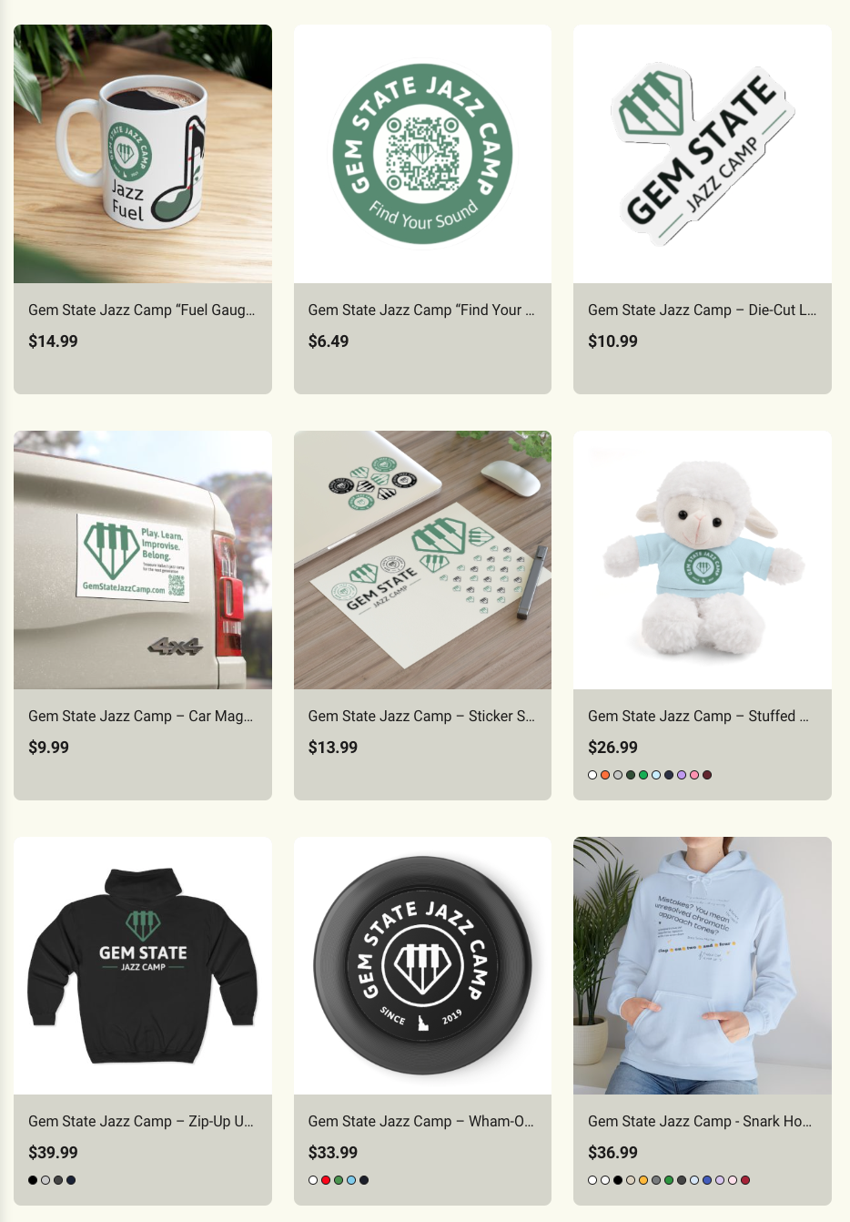 Click for fun Gem State Jazz Camp Merch! Gem State Jazz Camp Merch Store